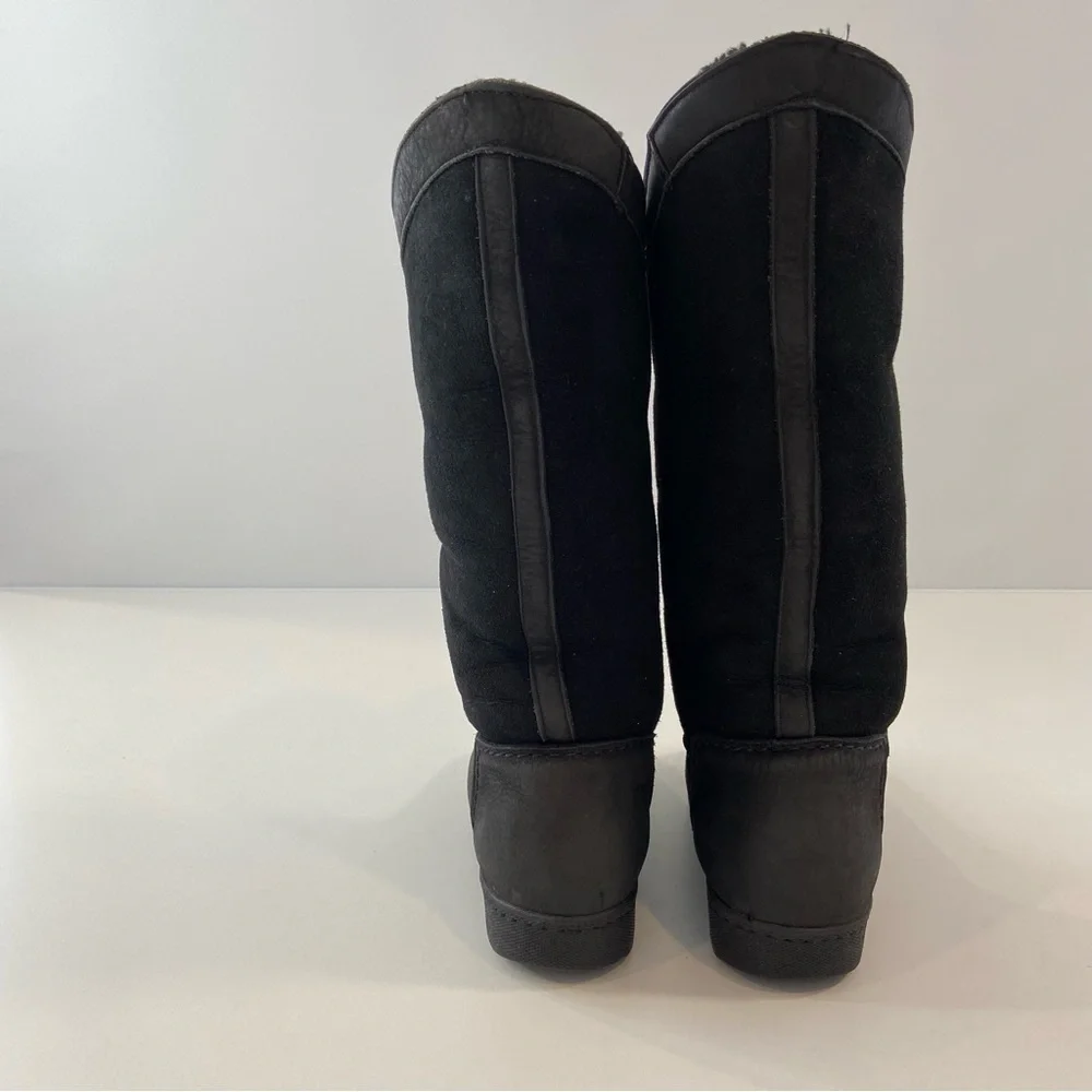 Sorel Women Black Leather Shearling Lined Snow Winter Boots Size 8 - Picture 8 of 16